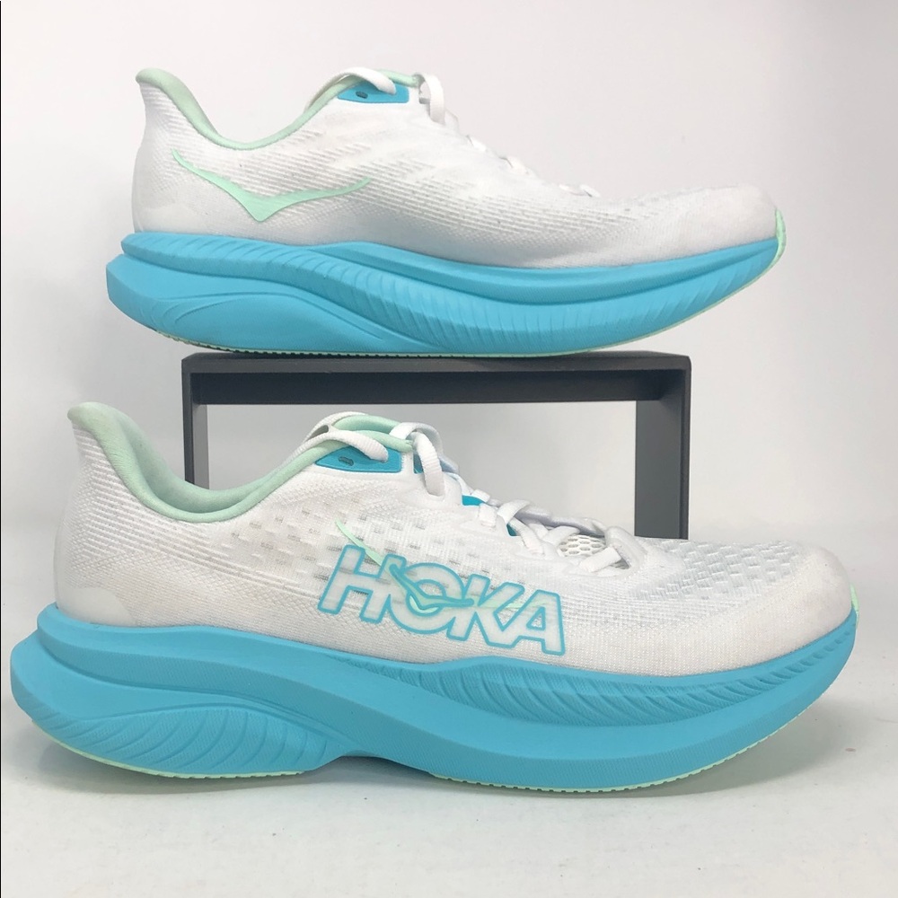 Hoka One One Mach 6 White Blue Women’s Running Shoes - Size 9 B